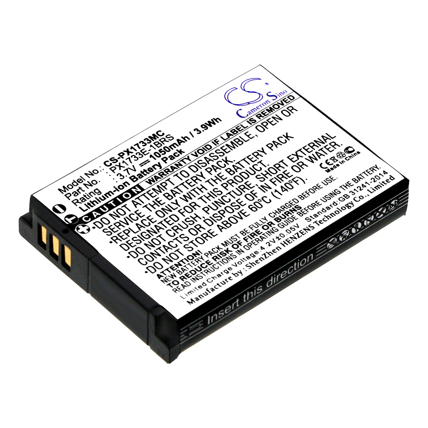 3.7V 1050mAh x 3.9Wh Li-ion Camera Battery for Toshiba