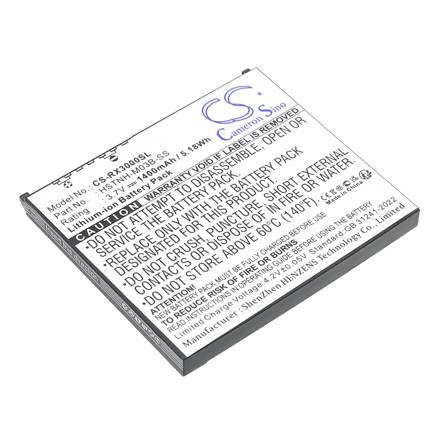 3.7V 1400mAh Li-ion PDA/Pocket PC Battery for HP