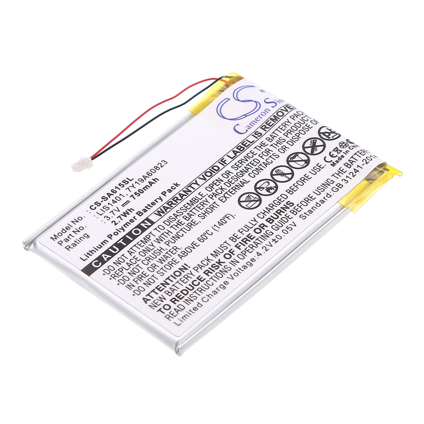 3.7V 750mAh Li-Polymer MP3/MP4/PMP Battery for Sony