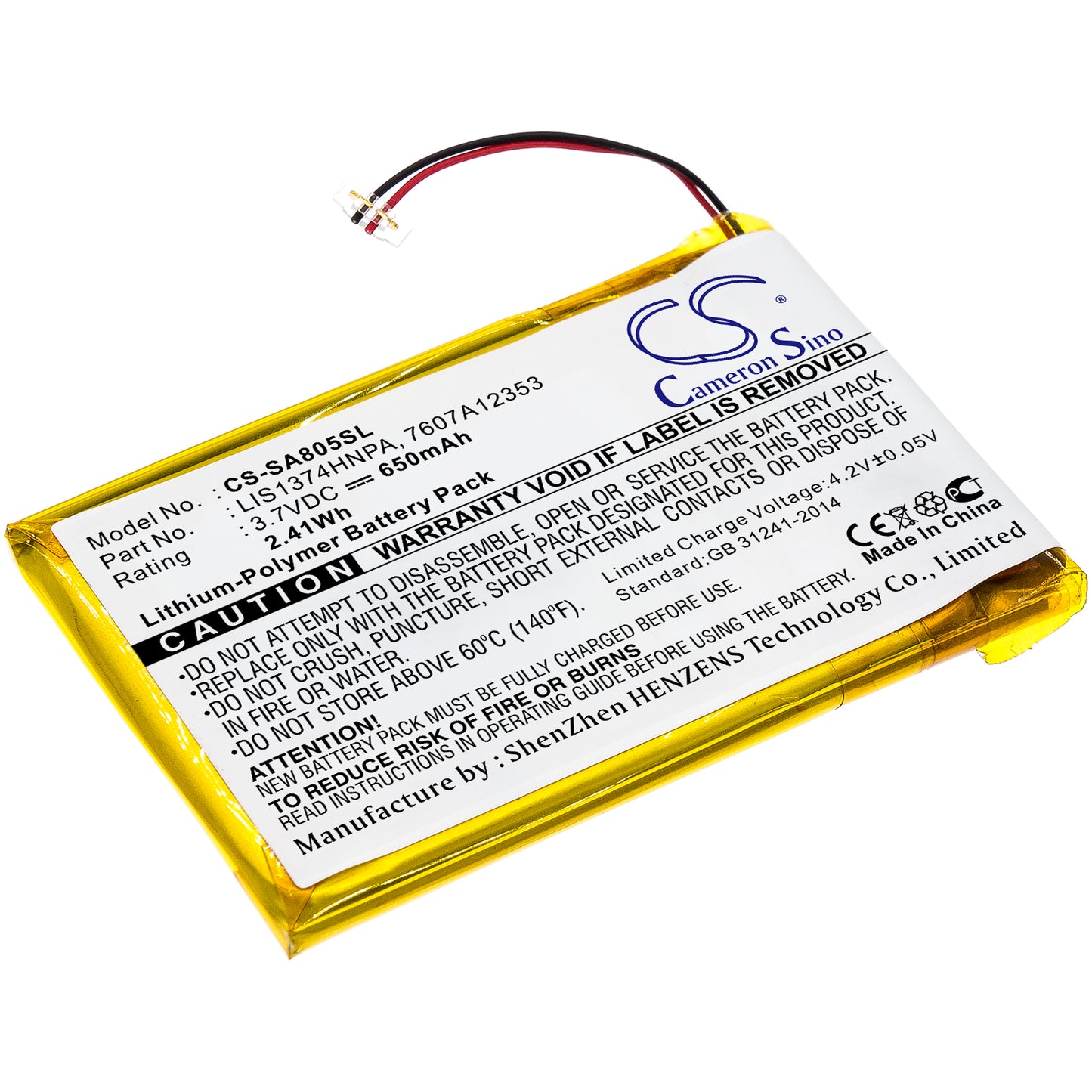 3.7V 750mAh/2.78Wh Li-Polymer MP3/MP4/PMP Battery for Sony