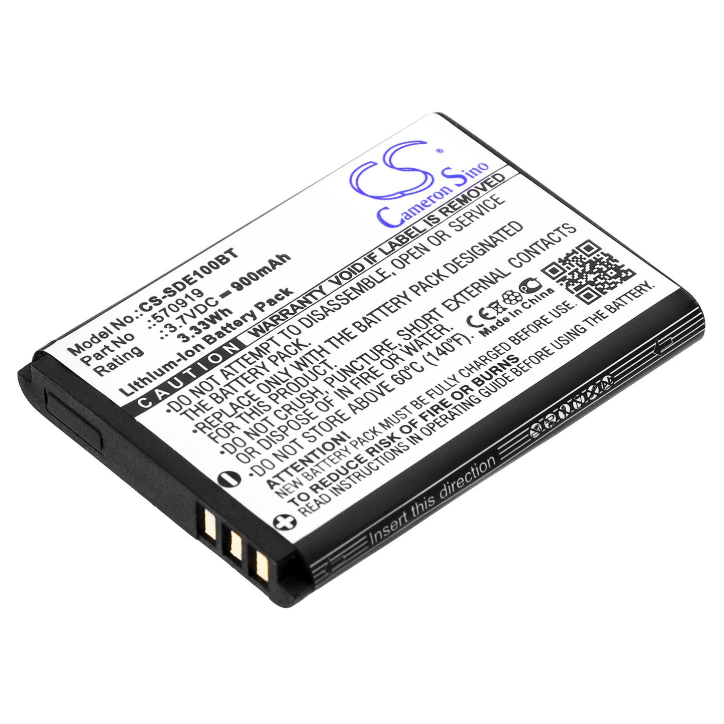 3.7V 900mAh/3.33Wh Li-ion Alarm System Battery for SEDEA