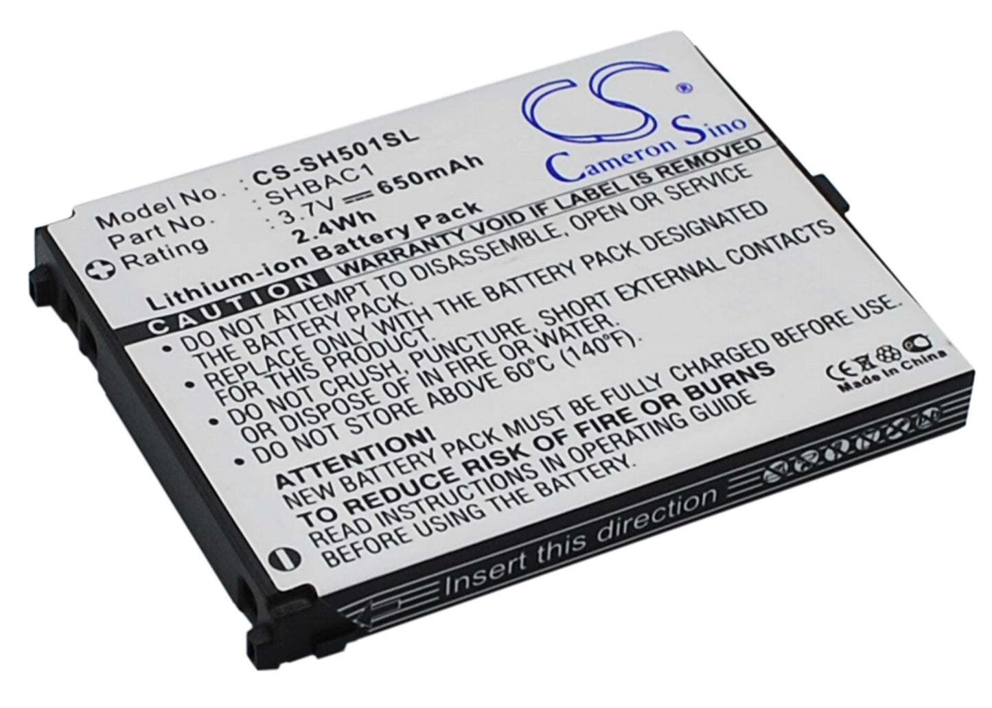 3.7V 650mAh Li-ion Mobile/SmartPhone Battery for Sharp