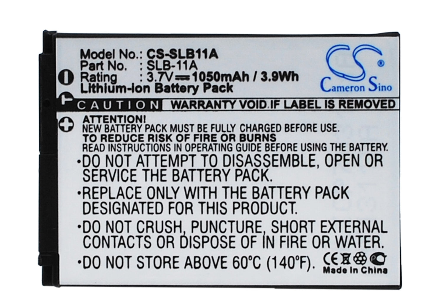 3.7V 1050mAh/3.9Wh Li-ion Camera Battery for Samsung