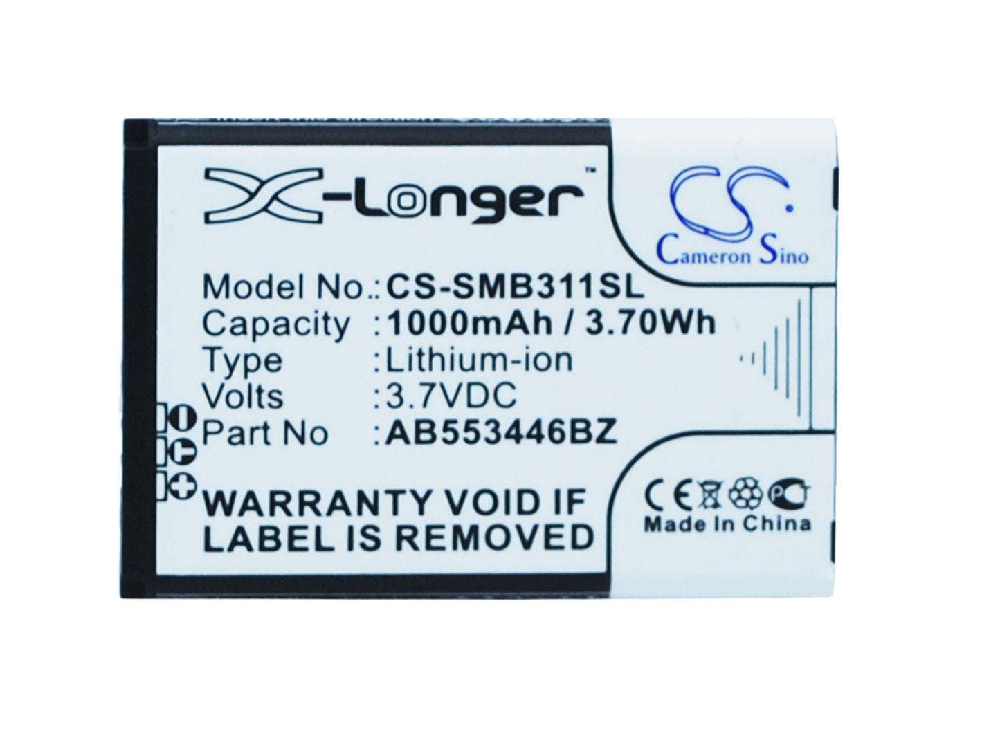 3.7V 1000mAh/3.70Wh Li-ion Mobile/SmartPhone Battery for Samsung