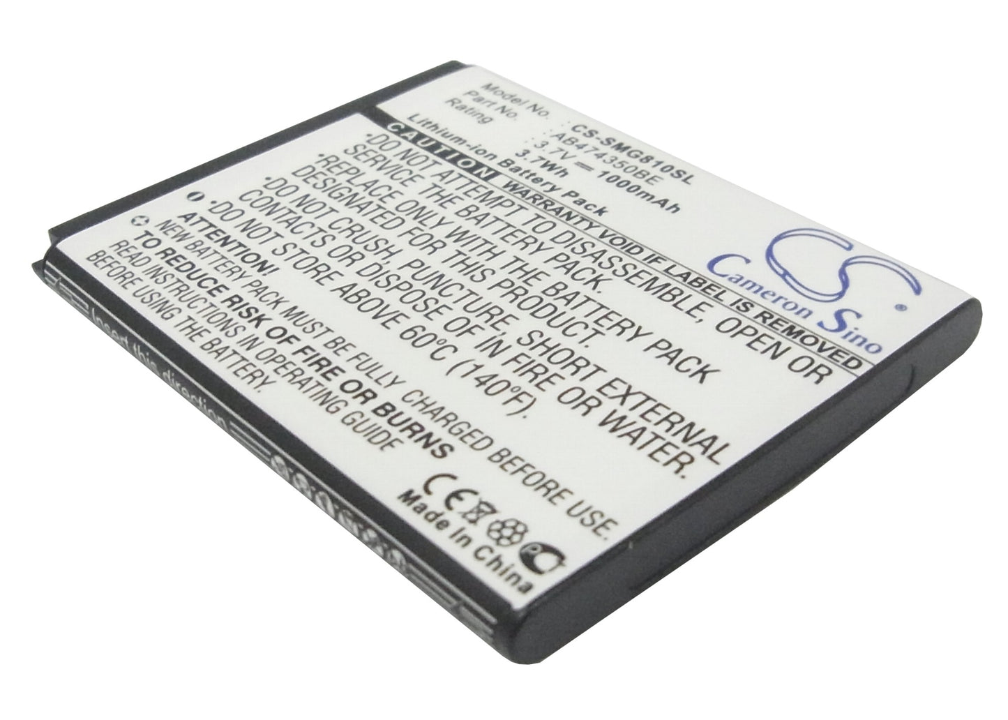 3.7V 1000mAh/3.70Wh Li-ion Mobile/SmartPhone Battery for Samsung