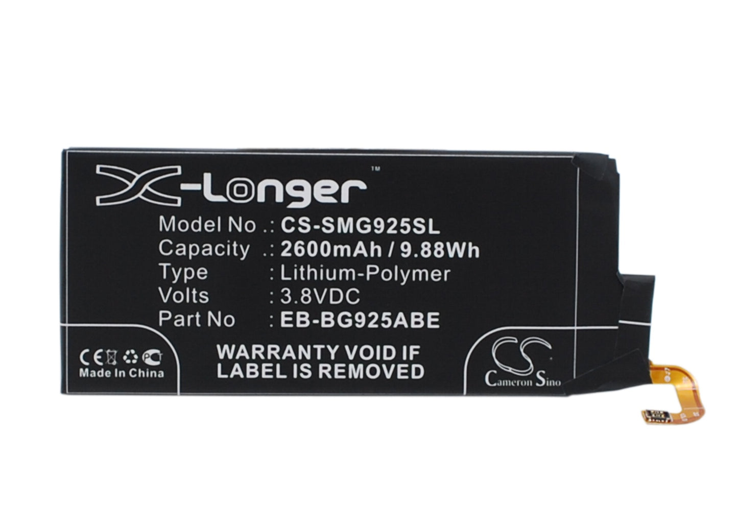 3.8V 2600mAh/9.88Wh Li-Polymer Mobile/SmartPhone Battery for Samsung