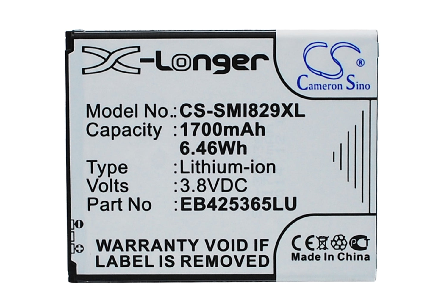 3.8V 1700mAh/6.46Wh Li-ion Mobile/SmartPhone Battery for Samsung