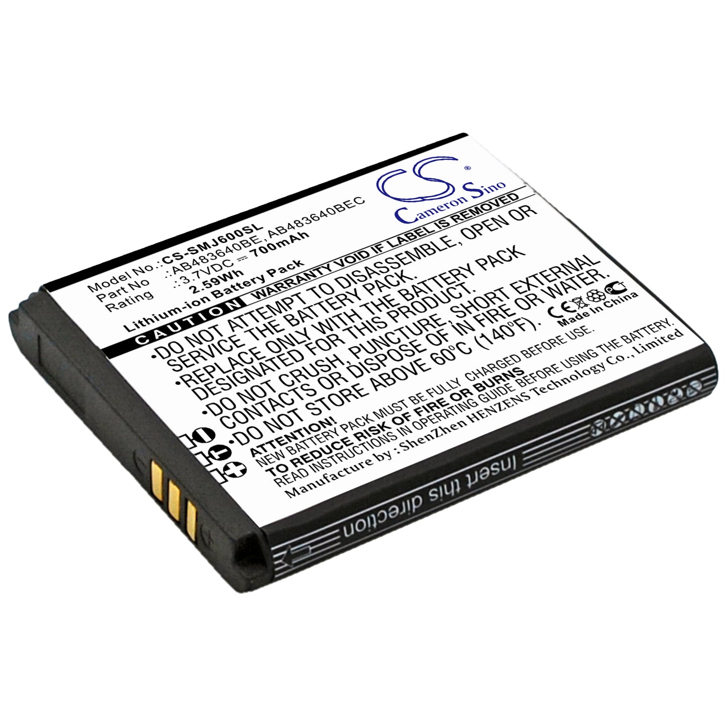 3.7V 850mAh/3.15Wh Li-ion Mobile/SmartPhone Battery for Samsung