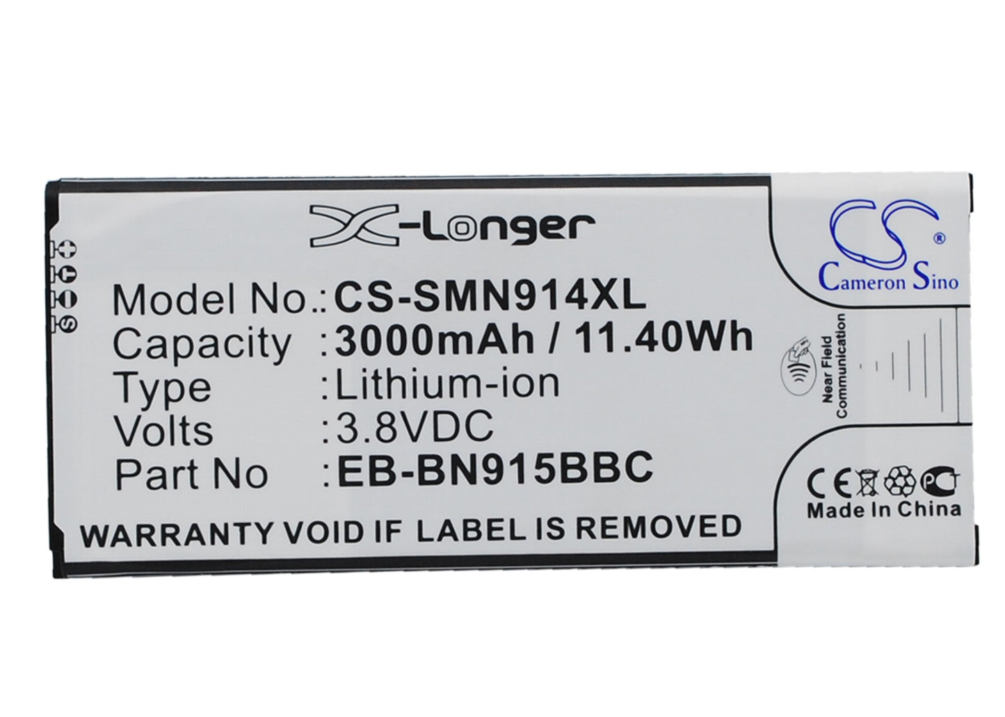 3.8V 3000mAh/11.40Wh Li-ion Mobile/SmartPhone Battery for Samsung