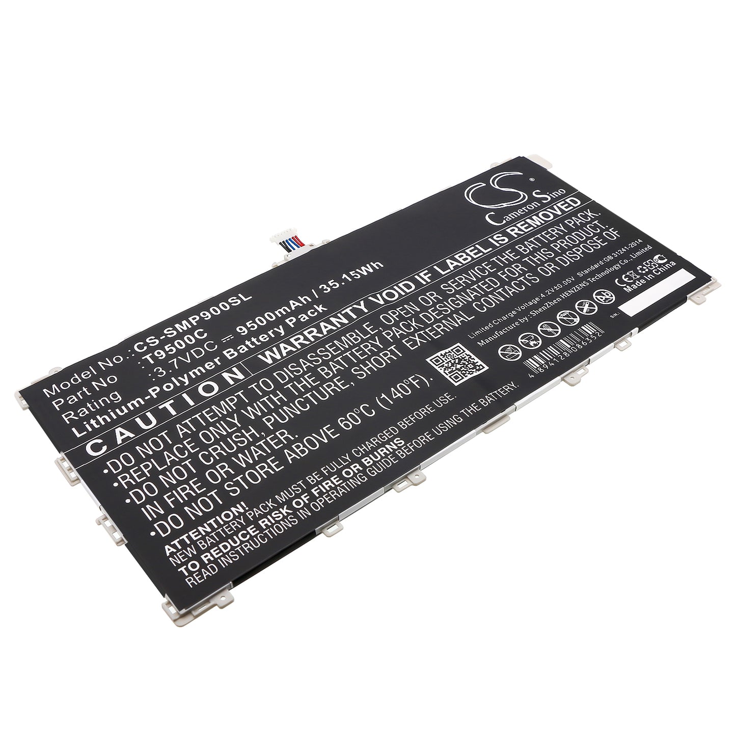 3.7V 9500mAh/35.15Wh Li-Polymer Tablet Battery for Samsung