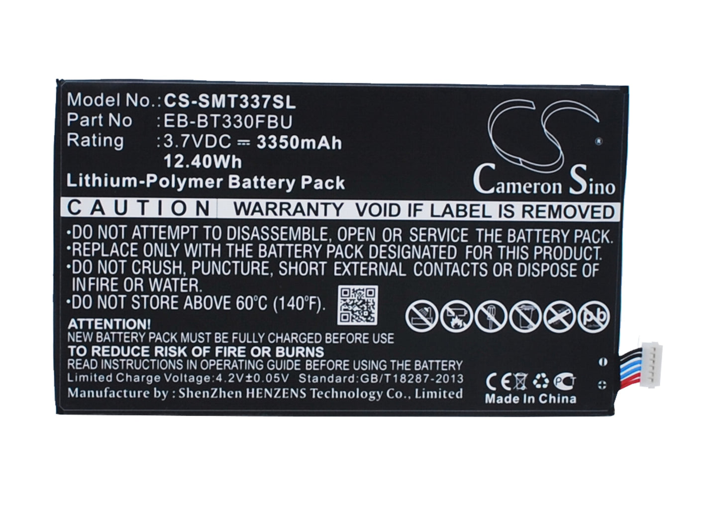 3.7V 3350mAh/12.40Wh Li-Polymer Tablet Battery for Samsung