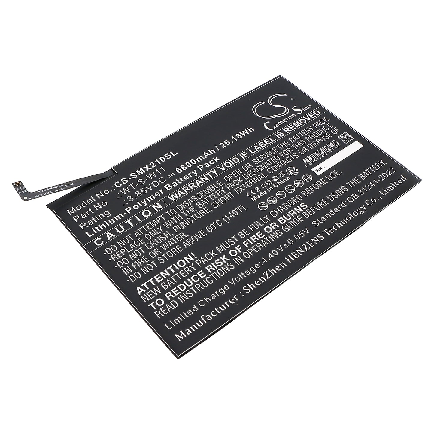 CS-SMX210SL Replacement Battery – Compatible with Galaxy Tab A9+ 5G 11, SM-X210, SMX210NZAEG, SM-X210NZAEXAR, SM-X216, SM-X216B, SM-X216N, SM-X218U