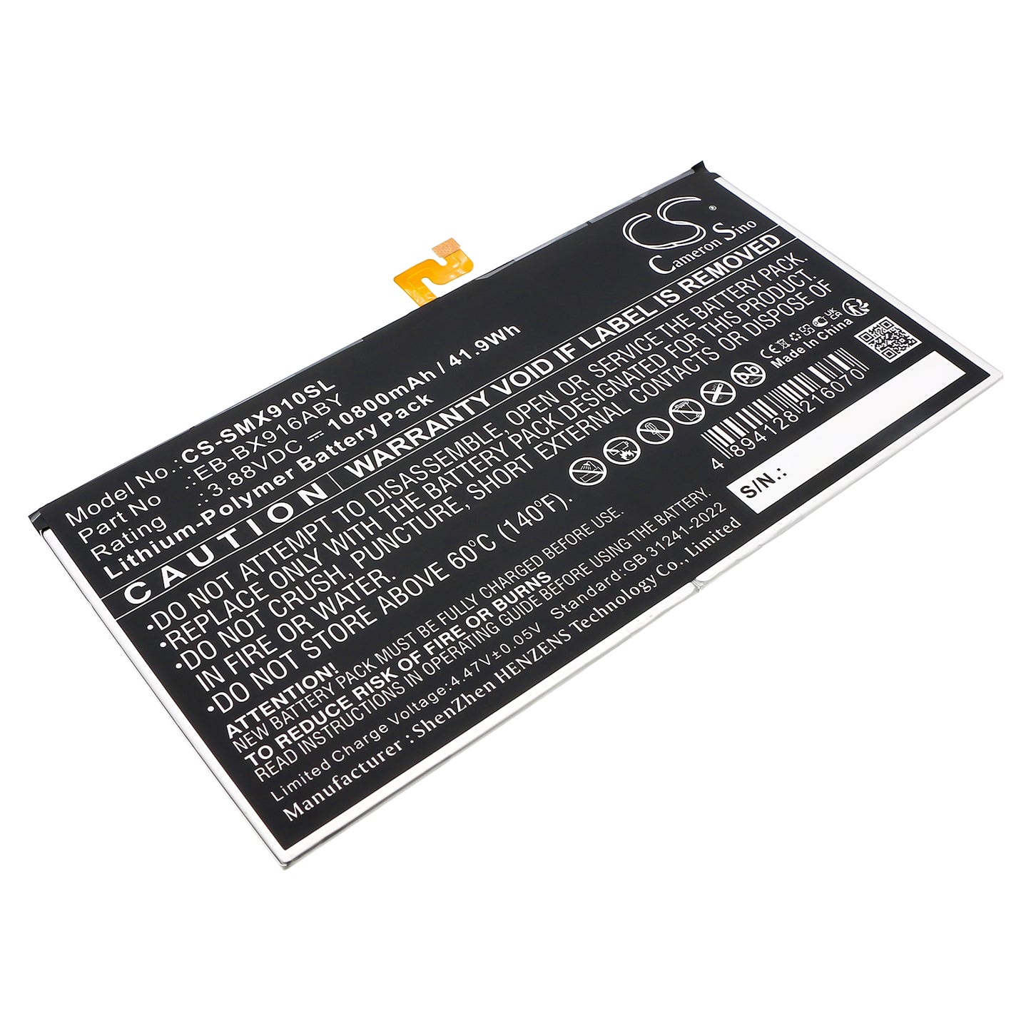 CS-SMX910SL Replacement Battery – Compatible with Galaxy Tab S9 Ultra, SM-X910, SM-X910N, SM-X916, SM-X916B, SM-X916C