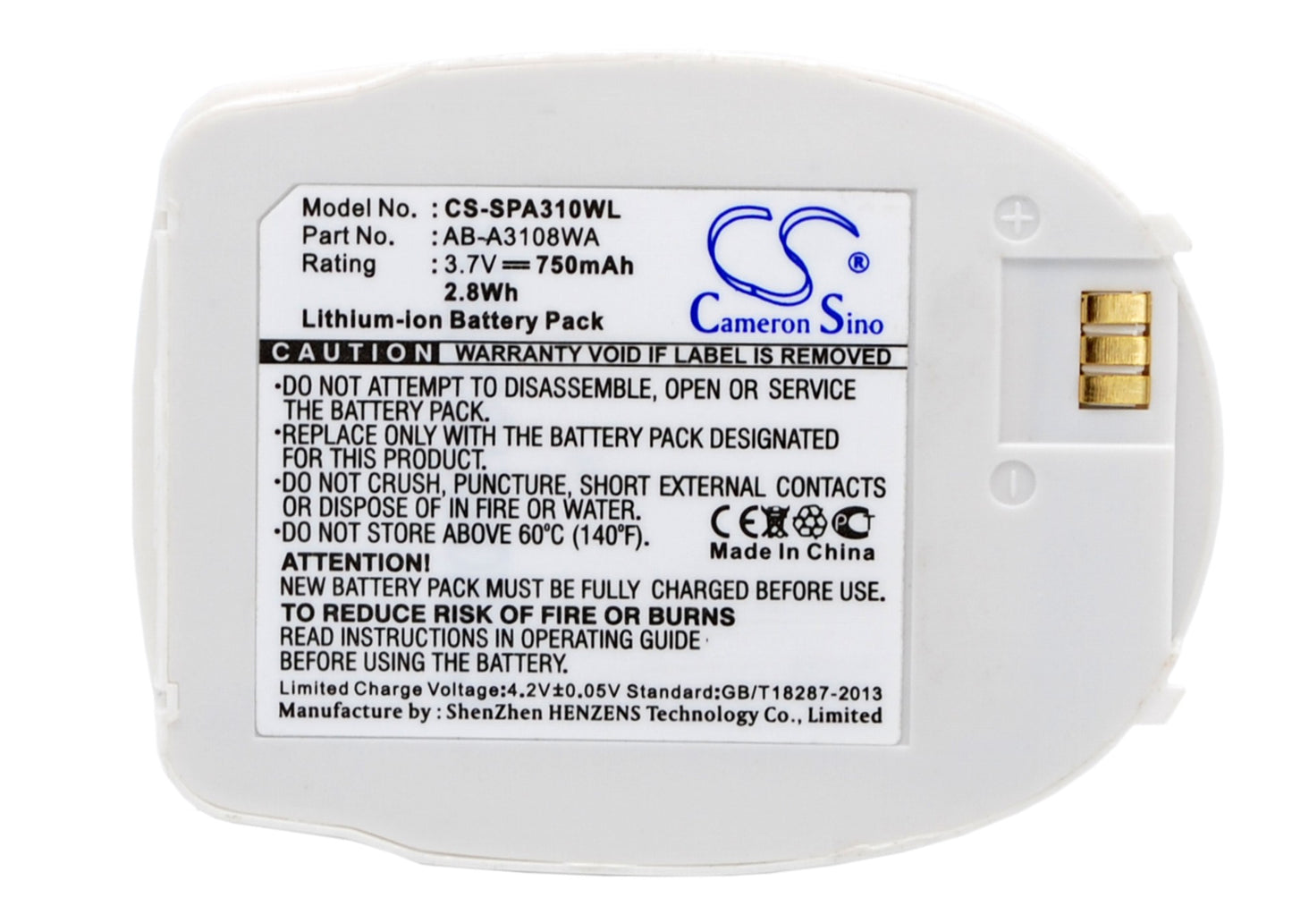 3.7V 750mAh Li-ion Mobile/SmartPhone Battery for Samsung