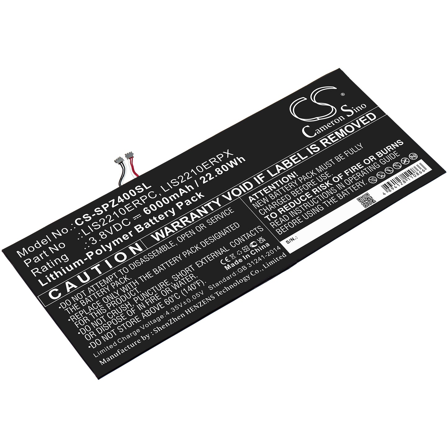 CS-SPZ400SL Replacement Battery – Compatible with SGP711, SGP712, SGP771, SO-05G, SOT31, Xperia Z4 Tablet SGP712