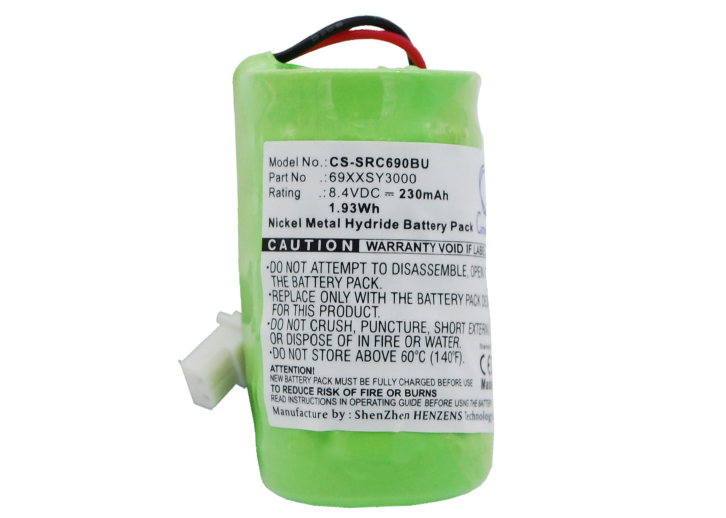8.4V 230mAh/1.93Wh Ni-MH CMOS/BackUp Battery for Symbol