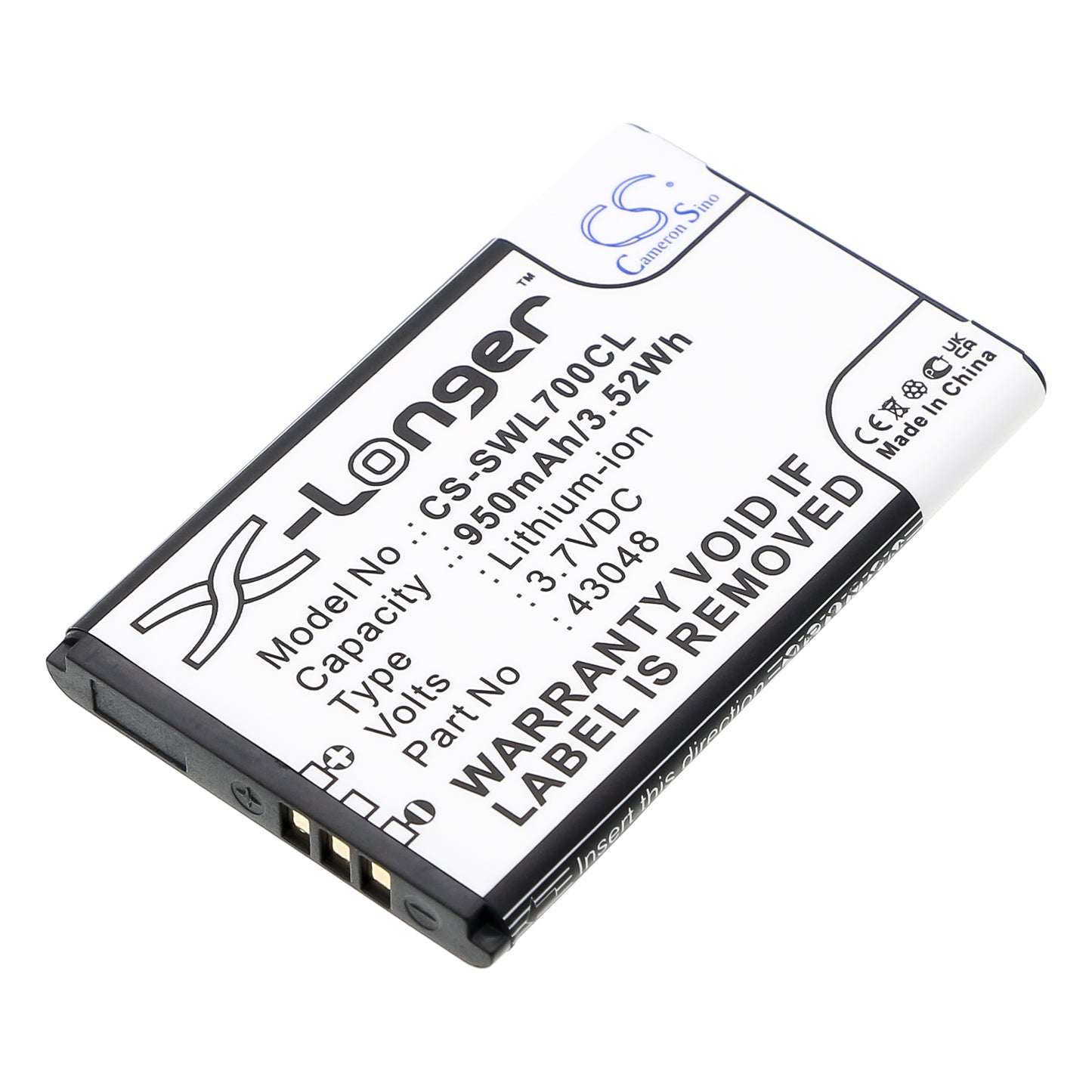3.7V 950mAh/3.52Wh Li-ion Cordless Phone Battery for Swissvoice