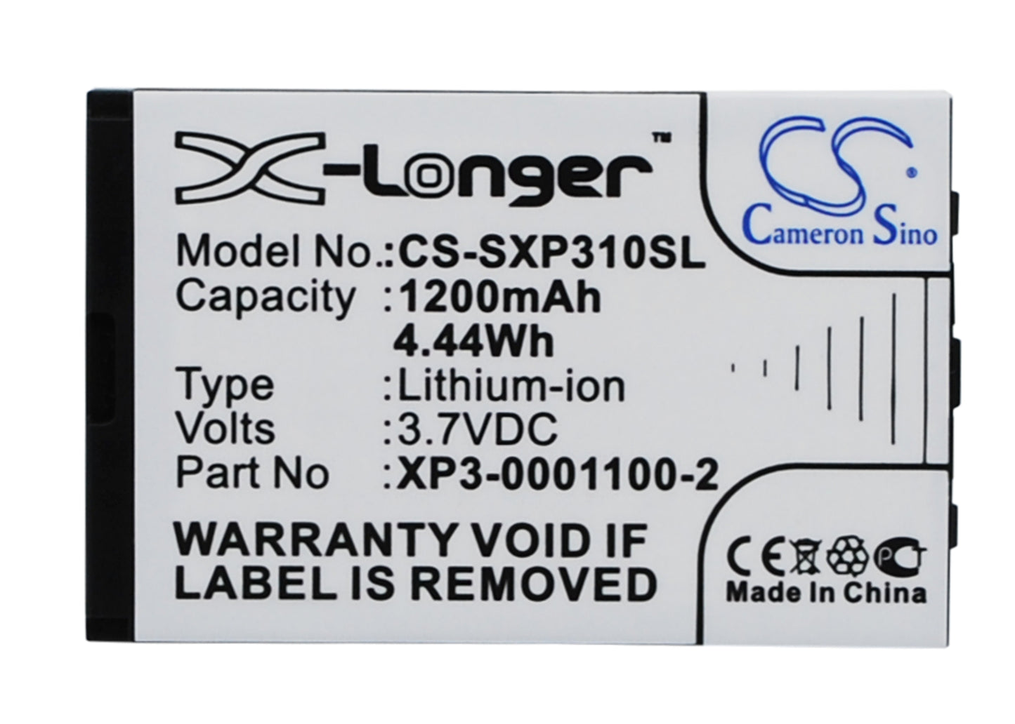 3.7V 1200mAh/4.44Wh Li-ion Mobile/SmartPhone Battery for Socketmobile