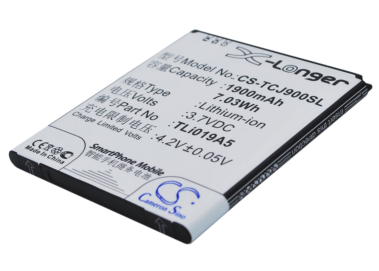 3.7VV 1900mAh/7.03Wh Li-ion Mobile/SmartPhone Battery for Alcatel