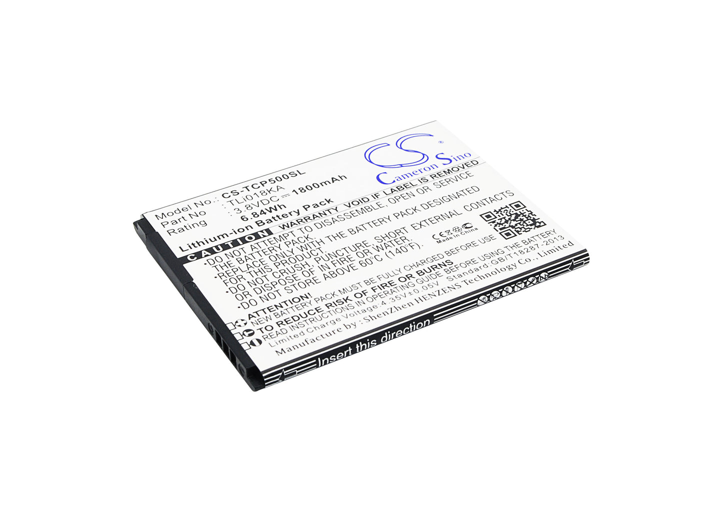 3.8V 1800mAh/6.84Wh Li-ion Mobile/SmartPhone Battery for TCL
