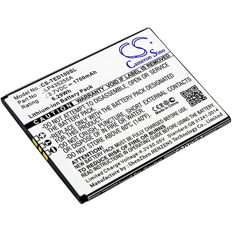 3.7V 1700mAh/6.29Wh Li-ion Mobile/SmartPhone Battery for TELEFUNKEN