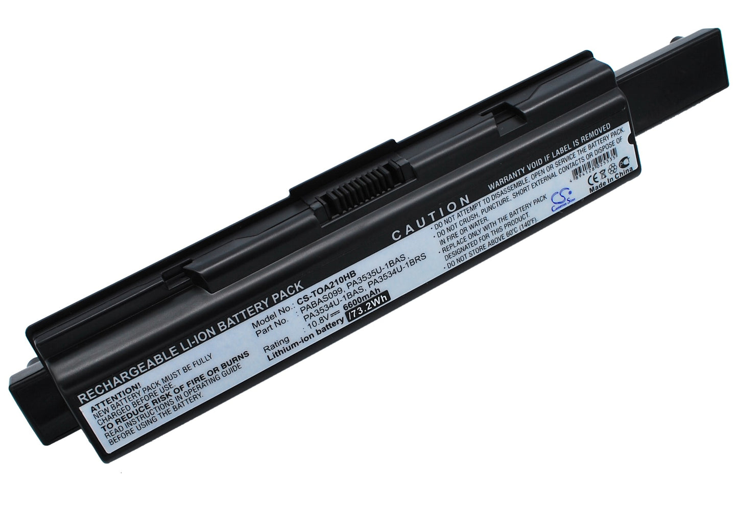 10.8V 6600mAh/71.28Wh Li-ion Notebook/Laptop Battery for Toshiba