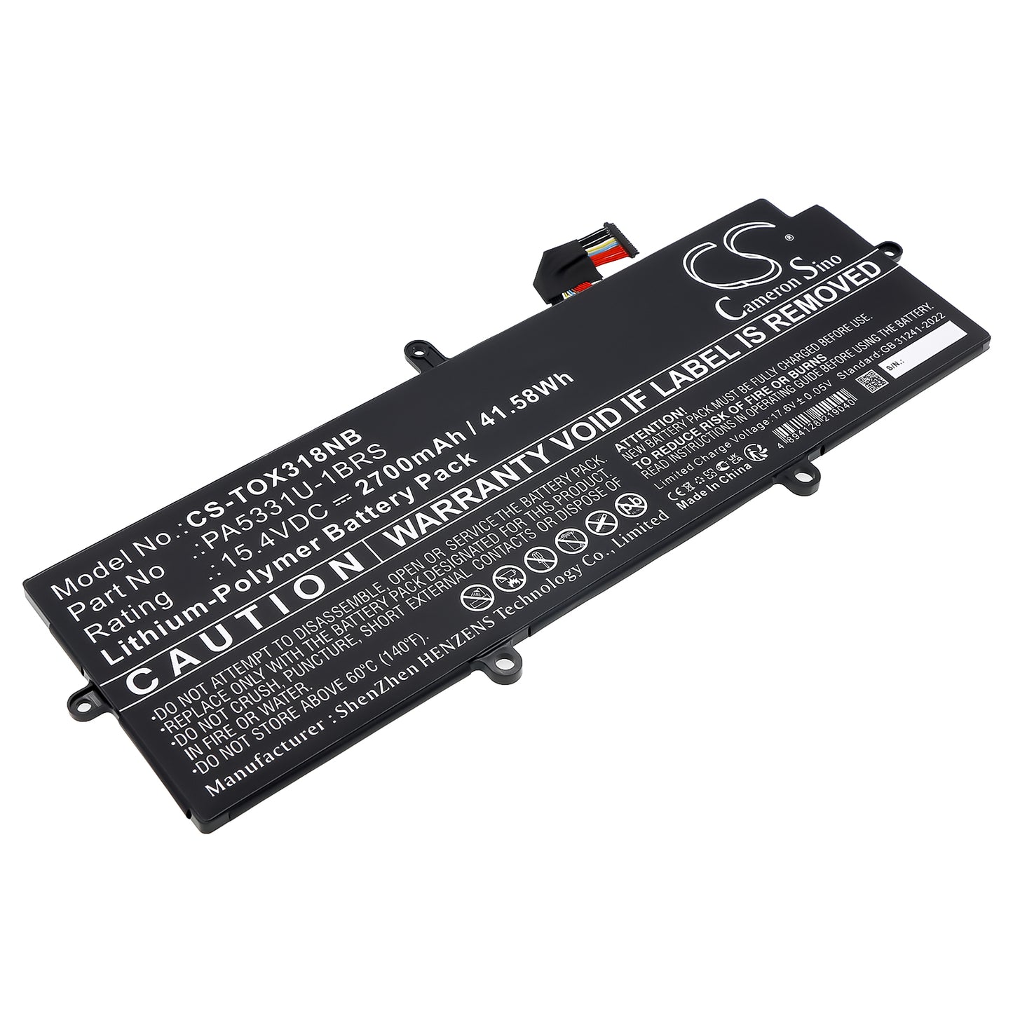 CS-TOX318NB Replacement Battery – Compatible with Dynabook Portege A30, Dynabook Portege A30-E-10K, Dynabook Portege A30-E-10N, Dynabook Portege A30-E-11E, Dynabook Portege A30-E-11T, Dynabook Portege A30-E-11V, Dynabook Portege A30-E-127, Dynabook Portege A30-E-128, Dynabook Portege A30-E-12F, Dynabook Portege A30-E-12X, Dynabook Portege A30-E-12Z, Dynabook Portege A30-E-130, Dynabook Portege A30-E-131, Dynabook Portege A30-E-13V, Dynabook Portege A30-E-140, Dynabook Portege A30-E-143,