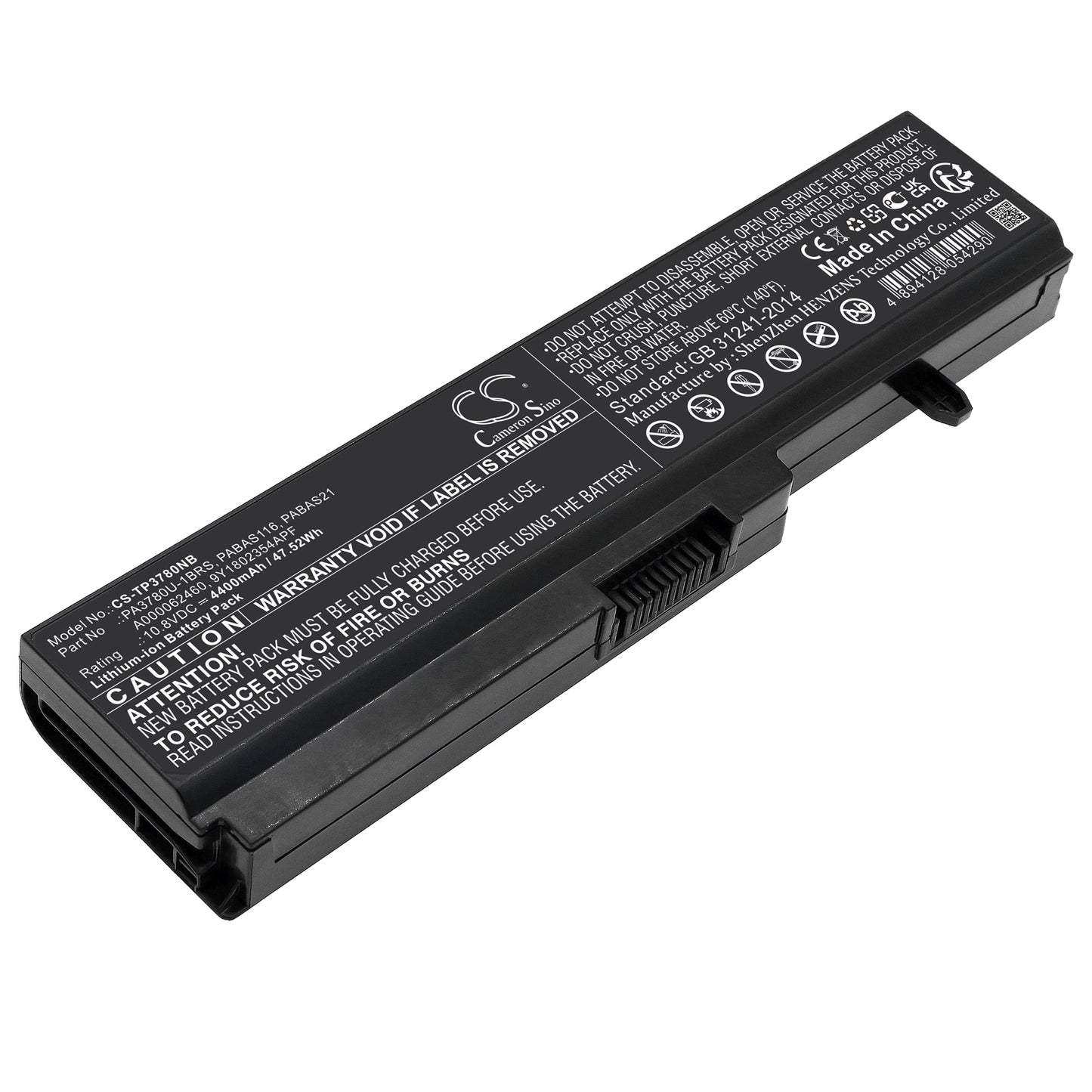 CS-TP3780NB Replacement Battery – Compatible with Portege T110, Portege T112, Portege T130, Portege T131, Portege T132, Portege T133, Satellite Pro T110, Satellite Pro T110D, Satellite Pro T110-EZ1110, Satellite Pro T130, Satellite Pro T130D, Satellite T110, Satellite T110D, Satellite T115-S1100, Satellite T115-S1105, Satellite T115-S1108, Satellite T115-S1110, Satellite T130, Satellite T130D, Satellite T135-S1300, Satellite T135-S1300RD, Satellite T135-S1300WH, Satellite T135-S1305, Satellite