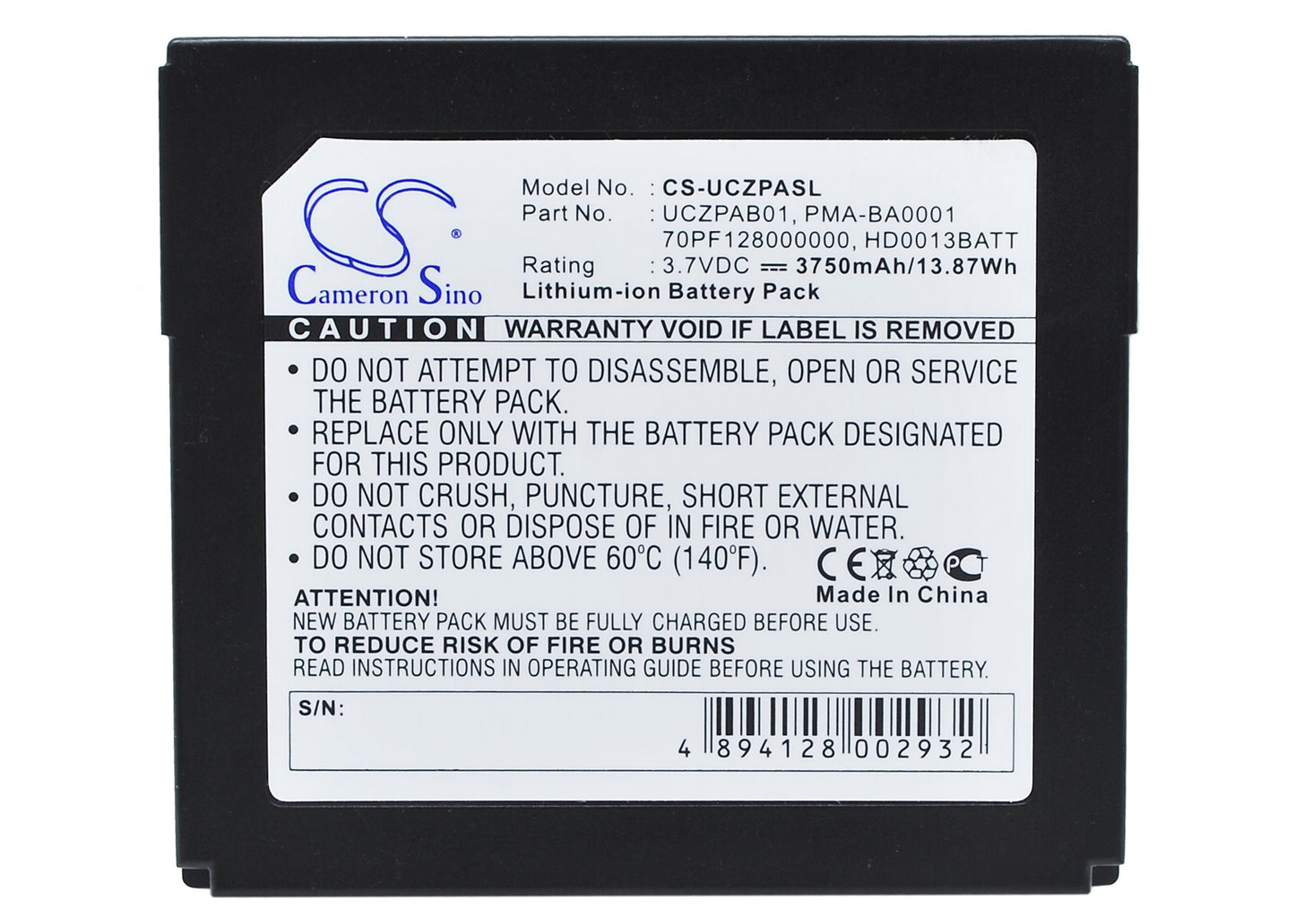 3.7V 3750mAh Li-Polymer MP3/MP4/PMP Battery for Creative