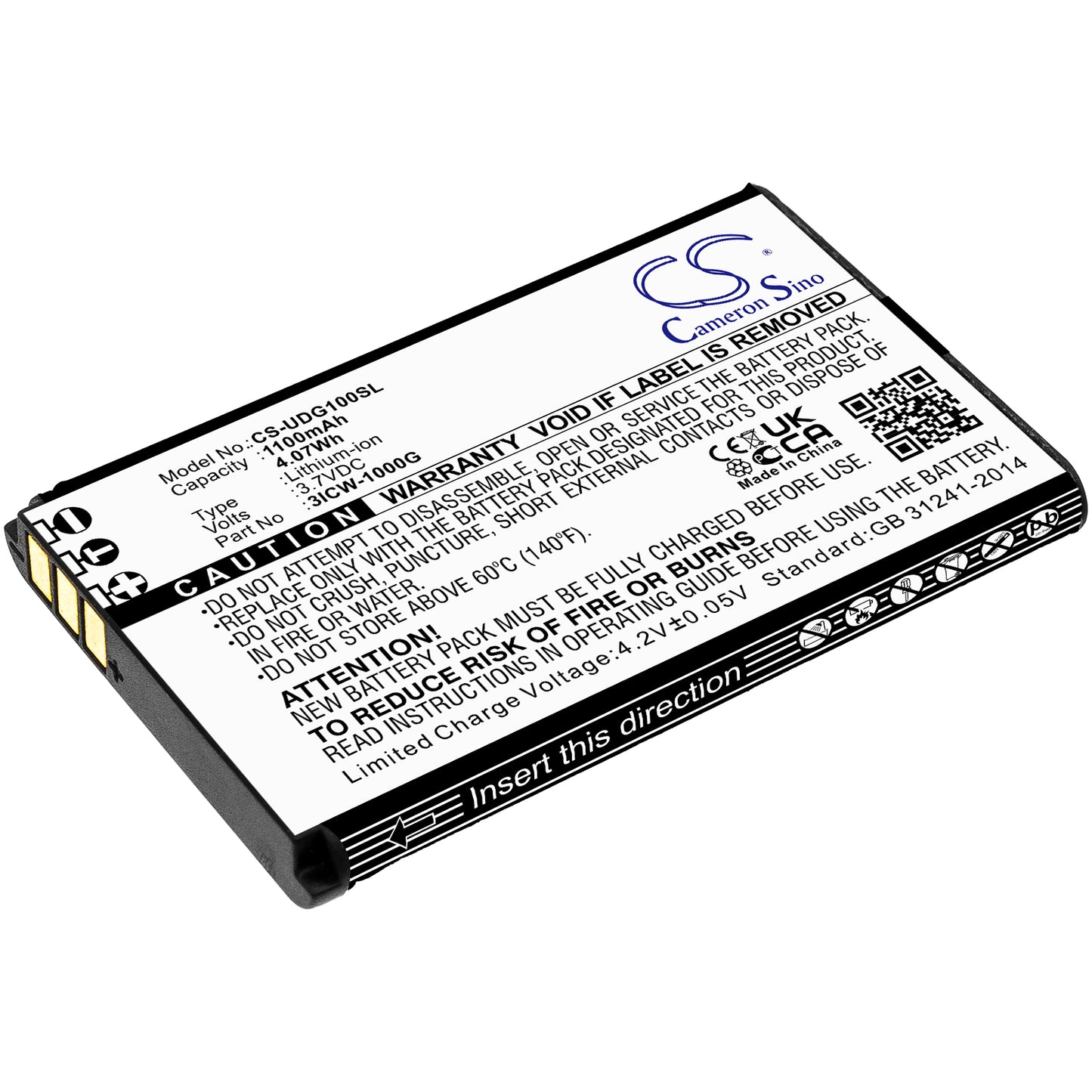 CS-UDG100SL Replacement Battery – Compatible with ICW-1000G, WPU-7800