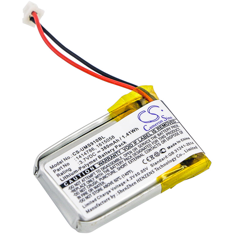 3.7V 380mAh/1.41Wh Li-Polymer Barcode/Scanner Battery for Unitech