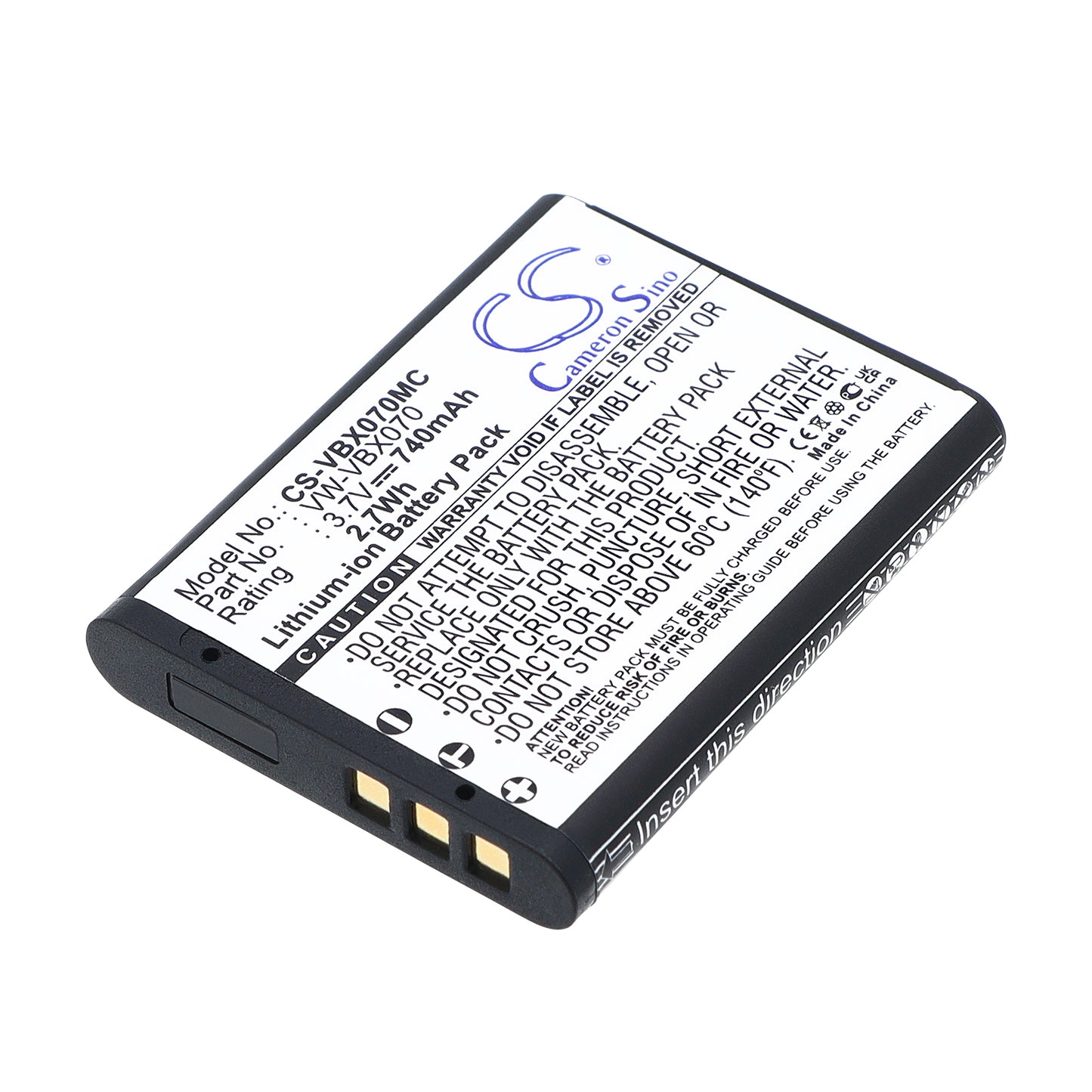 3.7V 740mAh/2.7Wh Li-ion Camera Battery for Panasonic