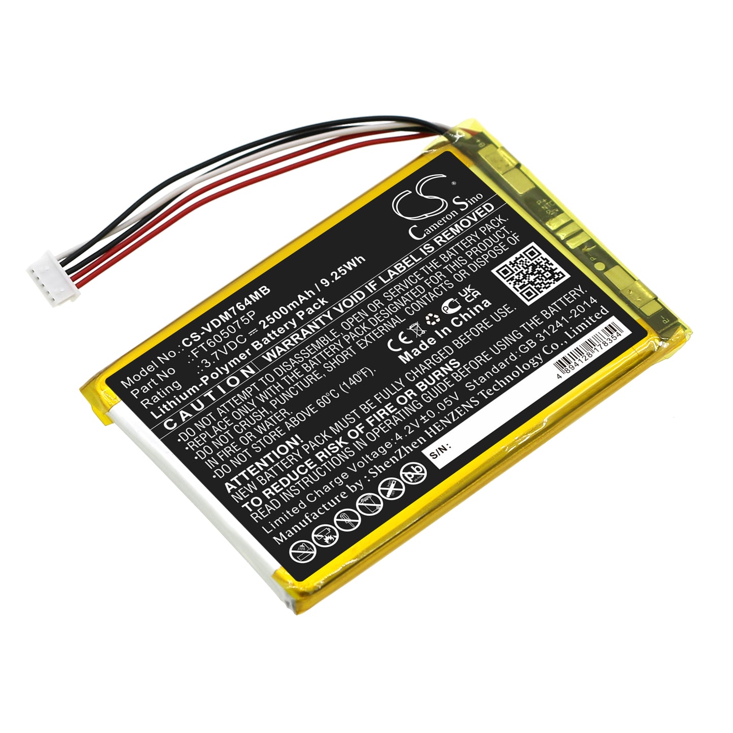 CS-VDM764MB Replacement Battery – Compatible with RM7764-2HD, RM7764HD, Wifi Remote Access 2 Camera Ba