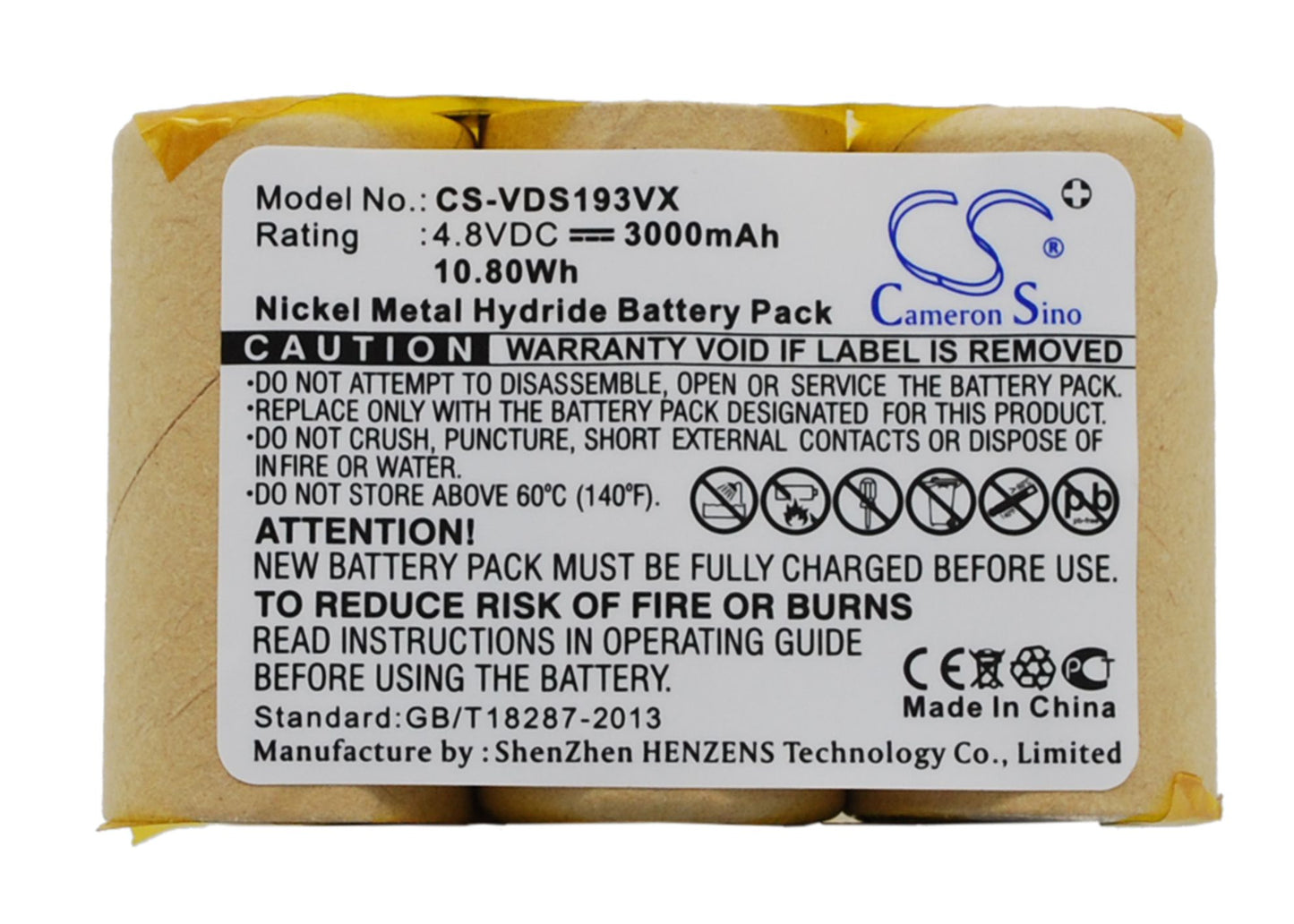 4.8V 3000mAh/10.80Wh Ni-MH Vacuum Battery for Vileda