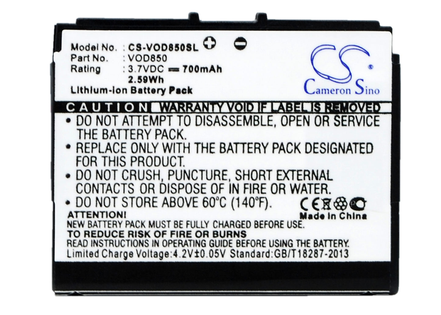 3.7V 700mAh Li-ion Mobile/SmartPhone Battery for Vodafone