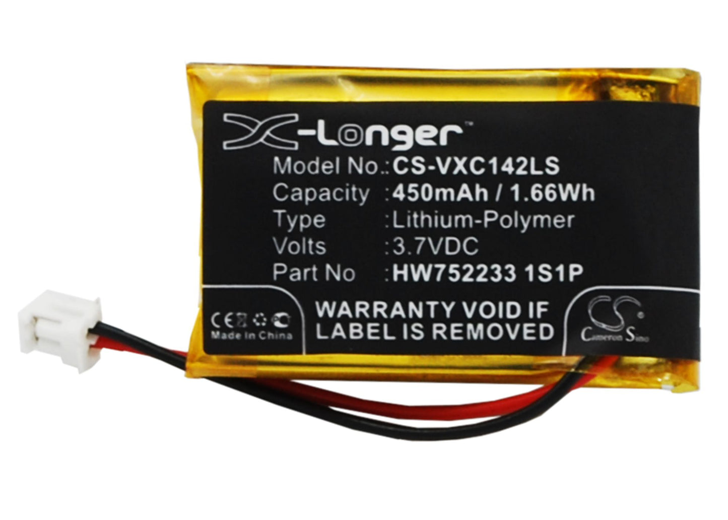 3.7V 450mAh/1.66Wh Li-Polymer Lighting System Battery for Vancouver