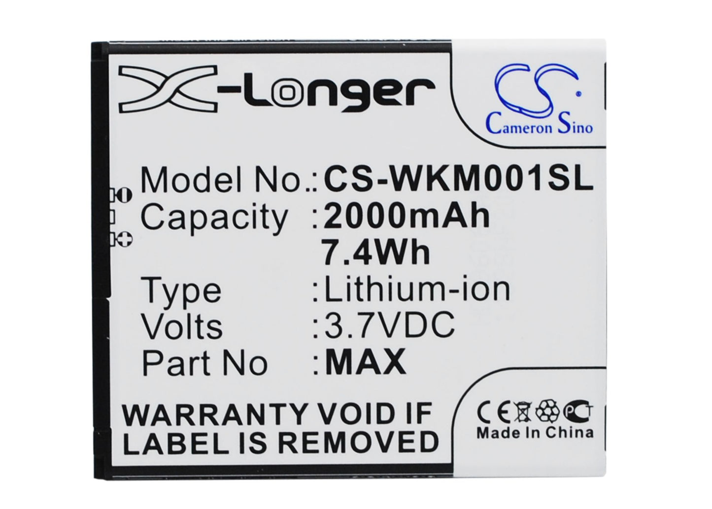 3.7V 2000mAh/7.40Wh Li-ion Mobile/SmartPhone Battery for WIKO