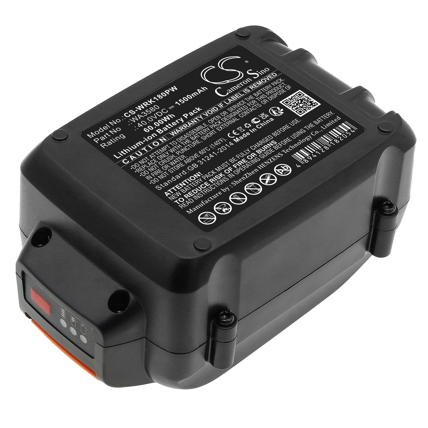 CS-WRK180PW Replacement Battery – Compatible with WA3747, WA3877, WG180, WG280, WG380, WG580, WG640