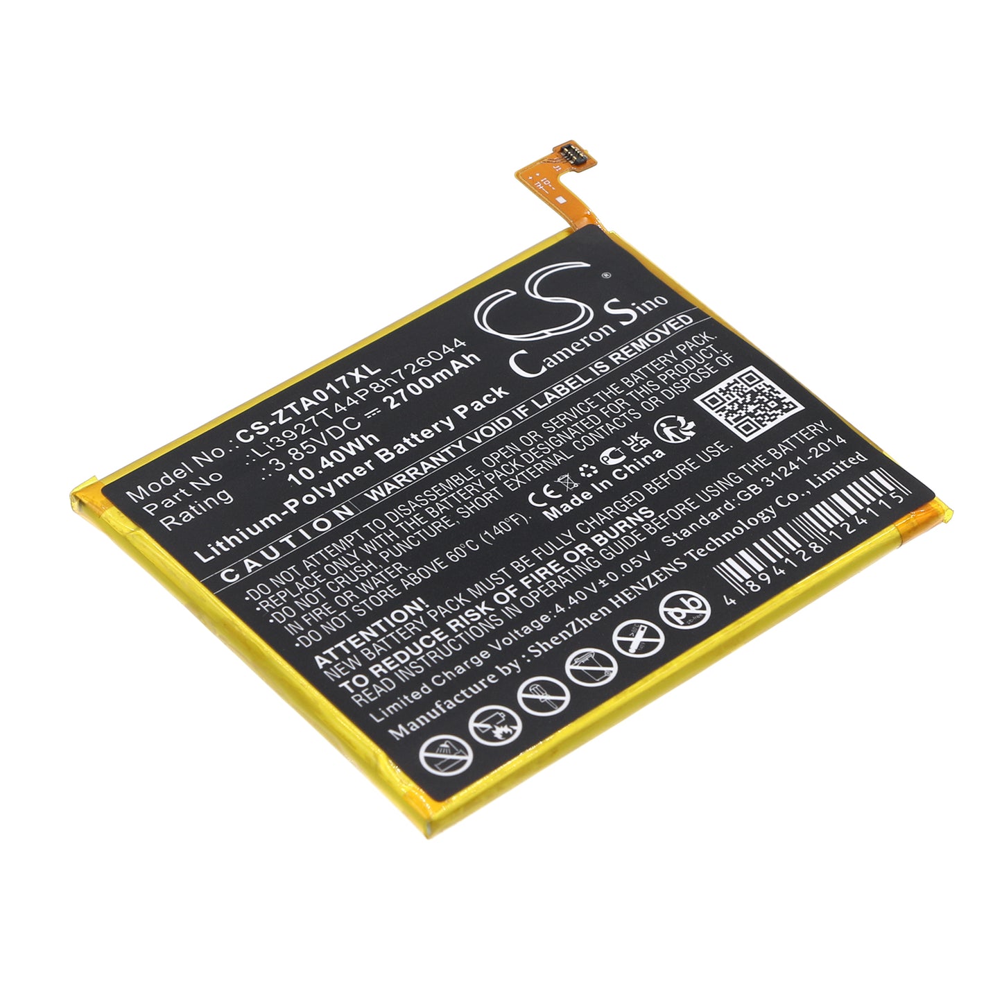 3.85V 2700mAh/10.40Wh Li-Polymer Mobile/SmartPhone Battery for ZTE