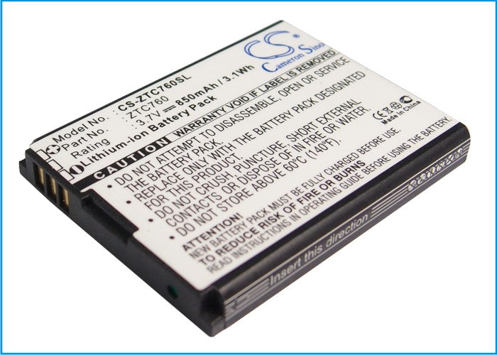 3.7V 850mAh Li-ion Mobile/SmartPhone Battery for ZTE