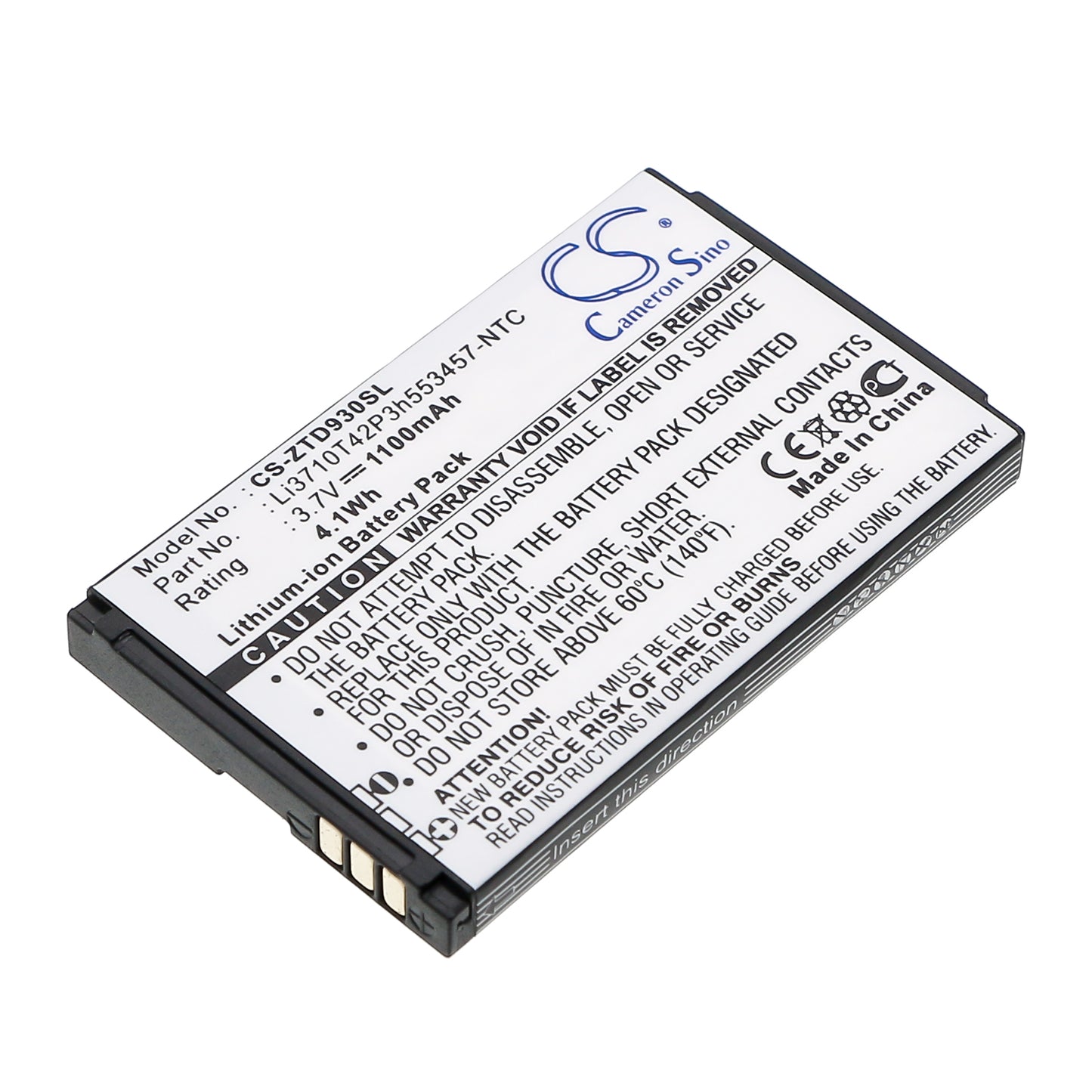 3.7V 1100mAh/4.1WH Li-ion Mobile/SmartPhone Battery for ZTE