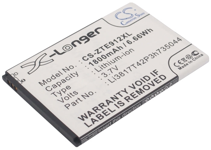 3.7V 1800mAh/6.66Wh Li-ion Mobile/SmartPhone Battery for ZTE