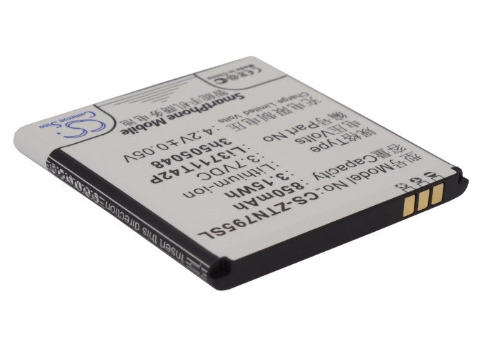 3.7V 850mAh/3.15Wh Li-ion Mobile/SmartPhone Battery for ZTE