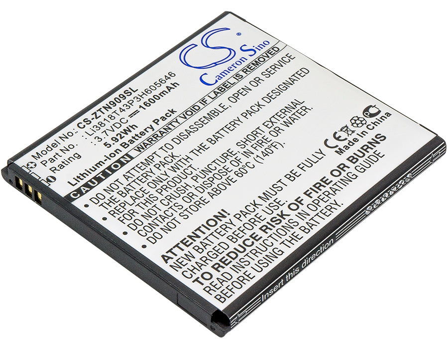 3.7VV 1600mAh/5.92Wh Li-ion Mobile/SmartPhone Battery for ZTE
