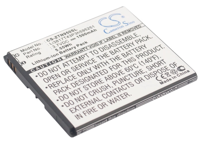 3.7V 1500mAh/5.55Wh Li-ion Mobile/SmartPhone Battery for ZTE