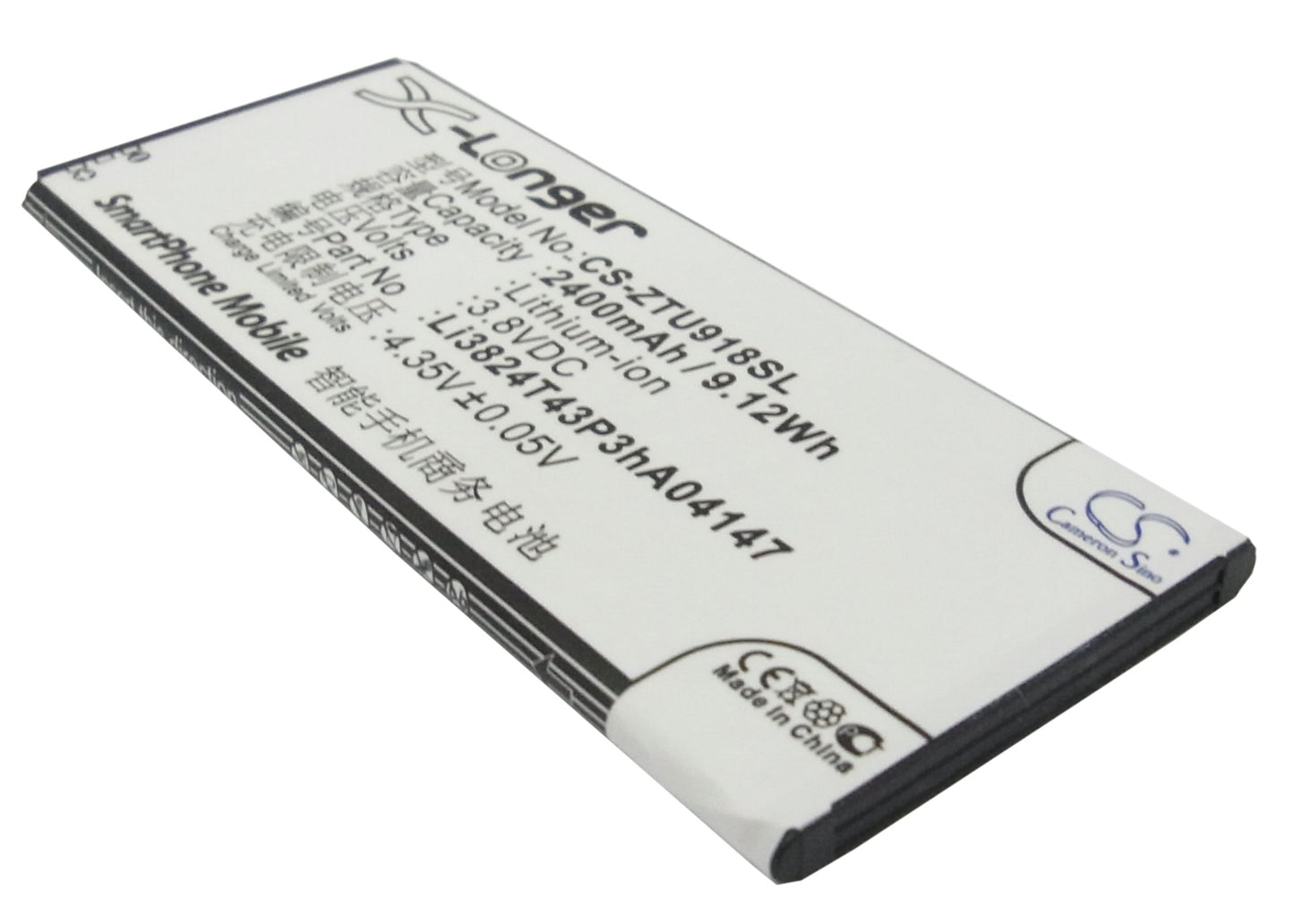 3.8V 2400mAh/9.12Wh Li-ion Mobile/SmartPhone Battery for ZTE