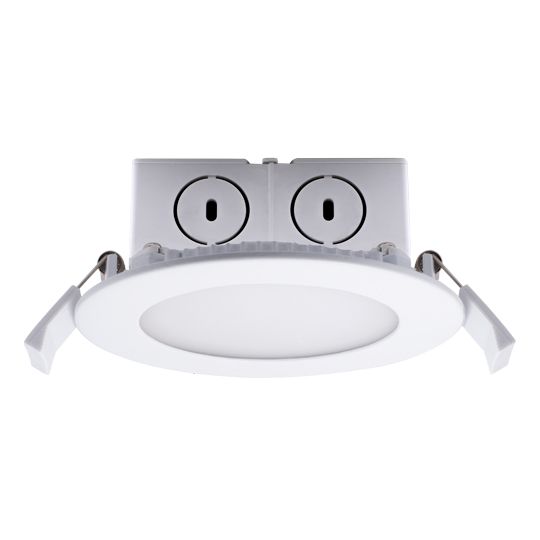 8W LED 4" FLAT DOWNLIGHT W/ JBOX WHITE ROUND DIMMABLE 4000K