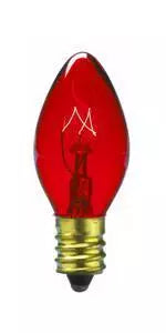 C7 7W, 130V, transparent red, UL - (5 pack)