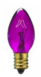 C9 7W, 130V, transparent purple, UL - (5 pack)