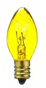 C9 7W, 130V, transparent yellow, UL - (5 pack)